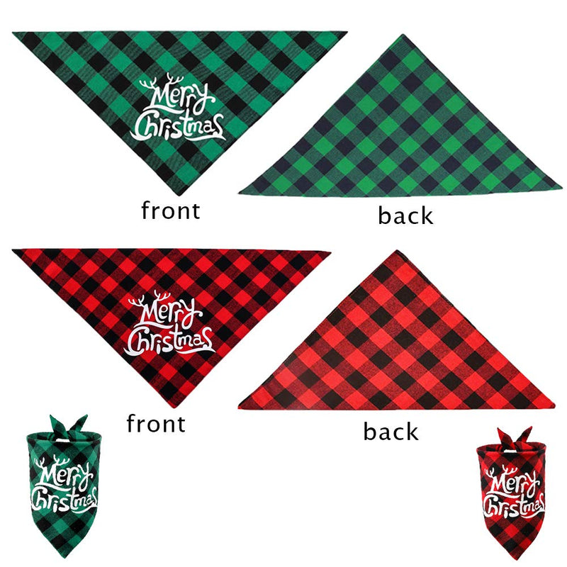 SenoKiss Christmas Dog Bandana,Scarf for Dogs and Cats,Classical Washable Adjustable Pet Triangle Scarf for Dogs and Cats,Green and Red 2Pieces - PawsPlanet Australia