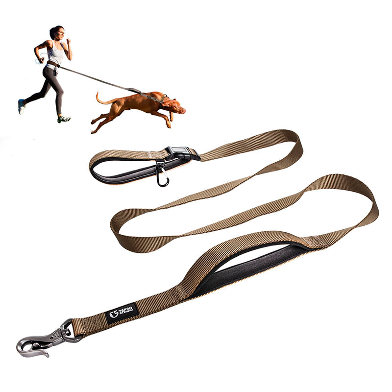 TSPRO Hands-Free Dog Leash Adjustable Walking Leash with Control Safety Handle and Heavy Duty Clasp for Small, Medium and Large Dogs Khaki (Khaki) Length: 180 cm - PawsPlanet Australia