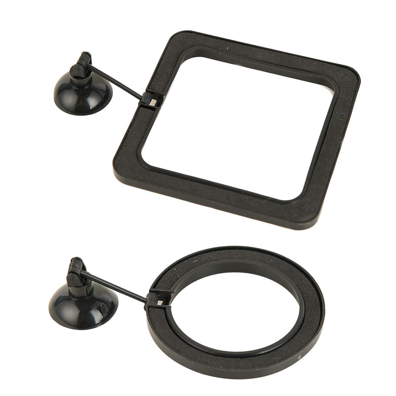 ZRDR Fish Feeding Ring, 2 Pack Black Aquarium Floating Food Feeder Circle Small Round and Square with Flexible Lever Suitable and Suction Cup, Reduces Fish Feeder Waste and Maintains Water Quality - PawsPlanet Australia