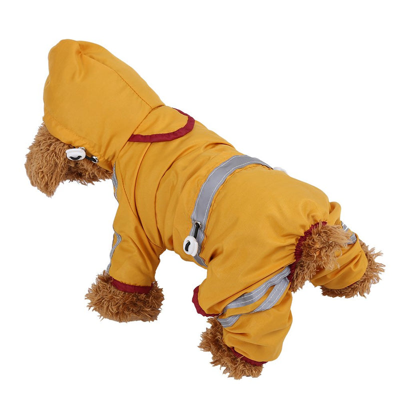 [Australia] - Filfeel Pet Raincoat, Waterproof Jacket Cat Dog Hood Rain Coat Reflective Jumpsuit Apparel Yellow M 