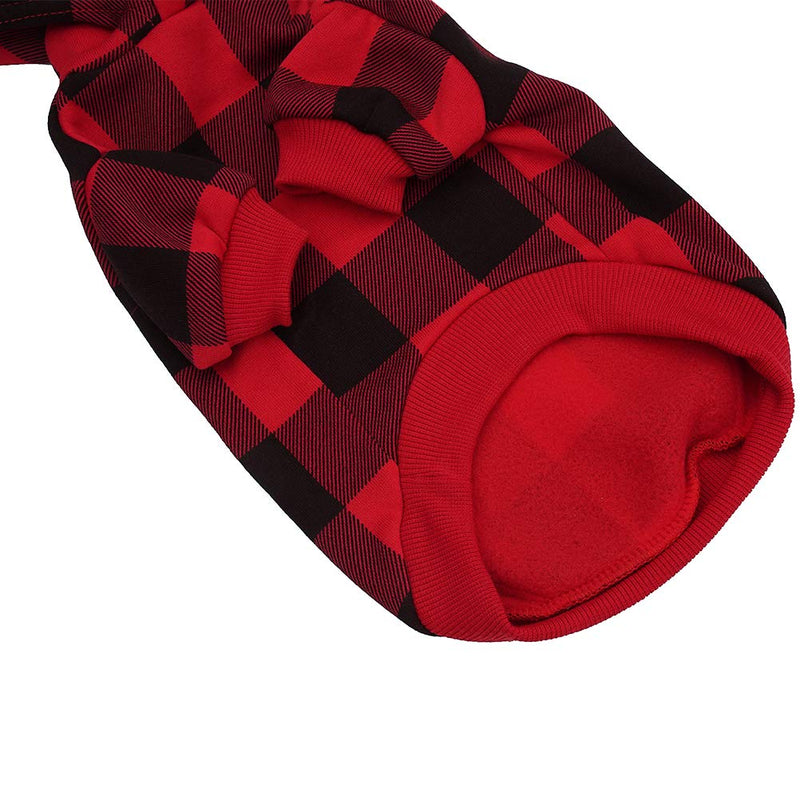 [Australia] - KOOLTAIL Plaid Dog Hoodie Pet Clothes Sweaters with Hat X-Small Red 