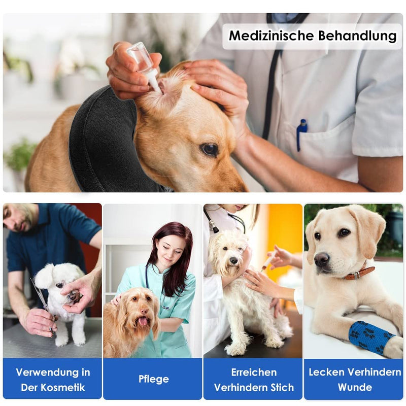 Nasjac Inflatable Neck Brace Dog & Cat, Adjustable Soft and Comfortable Dog Collar Leak Protection with Quick Release, Prevent Pets from Touching and Licking Wounds After Surgery M+ Black - PawsPlanet Australia