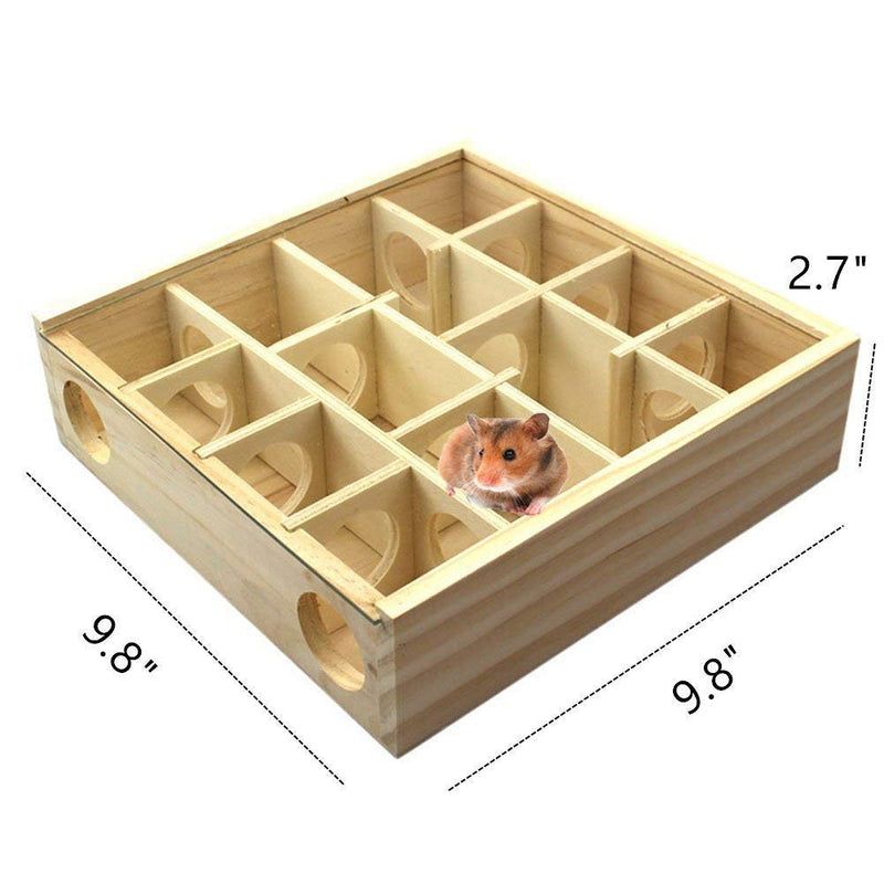 Wooden Maze Tunnel Toy with Cover Dwarf Hamster Maze Toy Safe for Small, Tiny, Mini Furry Animals, Child Gerbil Hole Burlywood - PawsPlanet Australia