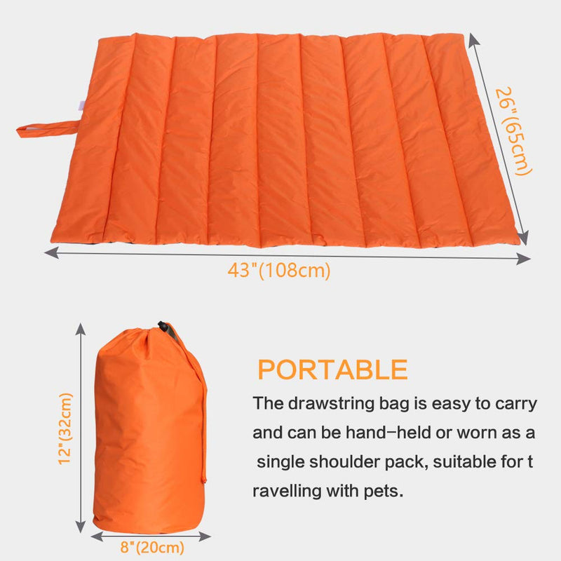 [Australia] - Didog Reversible Large Dog Bed Mat for Indoor Outdoor Use, Soft &Portable& Waterproof Dog Mat for Large, Medium, Small Dogs and Cats Orange 