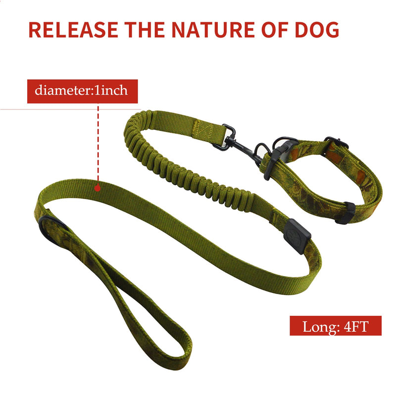 2 Pieces Dog Collar and Leash Set Adjustable Dog Collars with Safety Locking Buckle, 4 FT Heavy Duty Matching Slip Lead Dog Leash with Soft Neoprene Padded for Puppy Small Medium Large Dogs Walking Army Green and Black - PawsPlanet Australia