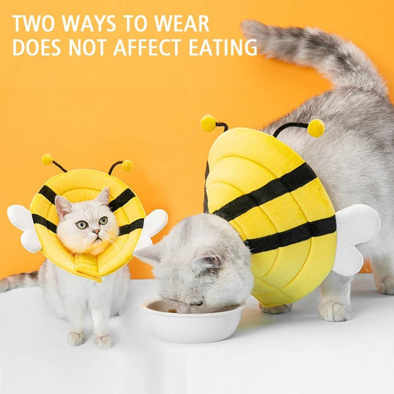 MiOYOOW Protective Collar Cats, Bee Shape Pets Recovery Collar Lovely Puppy Neck Brace for Prevent Scratches Prevent Bites Cleaning Care of Puppies - PawsPlanet Australia