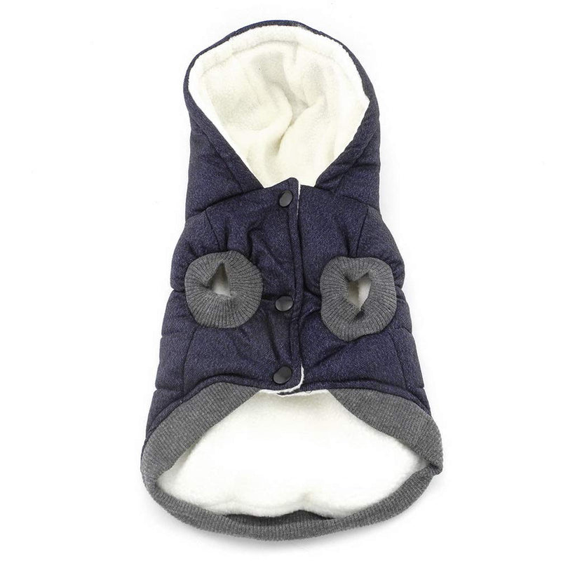 ZUNEA Small Dog Vest Coat Fleece Lined Winter Warm Puppy Jacket Hooded Windproof Pet Chihuahua Sweatshirt Soft Doggie Clothes Apparel Blue XL XL (Neck:32cm;Back:35cm;Chest:47cm) - PawsPlanet Australia