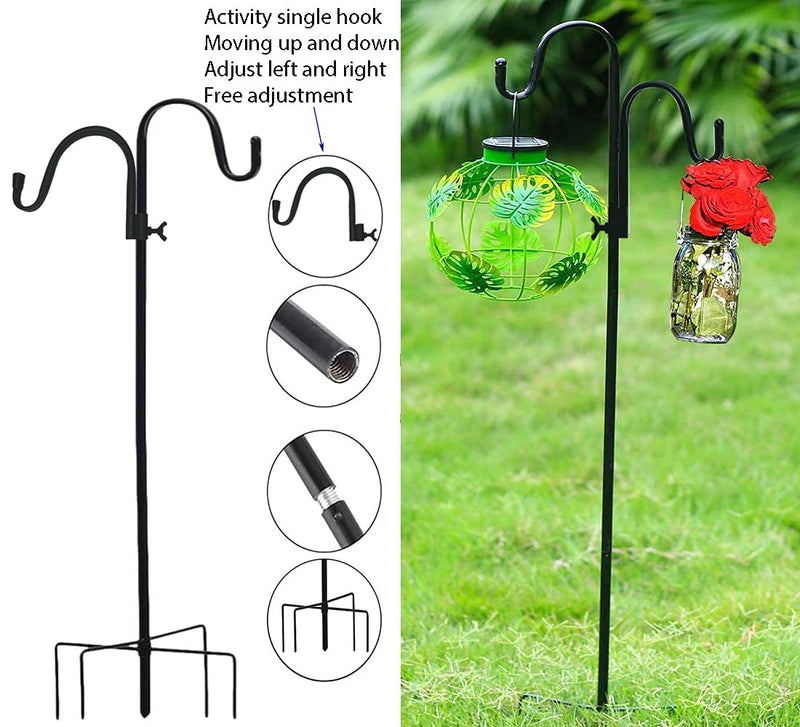 DDGAO Wild Bird Feeder Pole. Feeding Station with Decorative Finial & Two Hooks for any Feeders such as Seed, Peanut, Sunflower & Fatball. Metal, Freestanding Ready for the Garden & Outdoors 124cm Double hook - PawsPlanet Australia