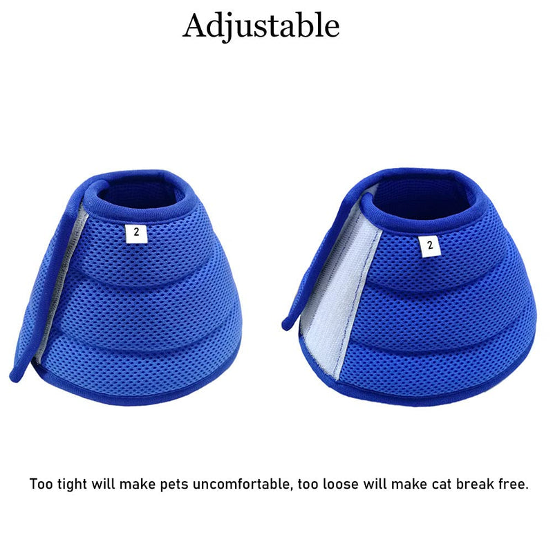 Vetoo Recovery Collar Soft E-collor For Pet Dogs Cats Rabbits, Breathable Mesh Cone Protective Quicker Healing Anti-Bite Anti-Lick Easy Eat and Drink 0-Blue-3 - PawsPlanet Australia