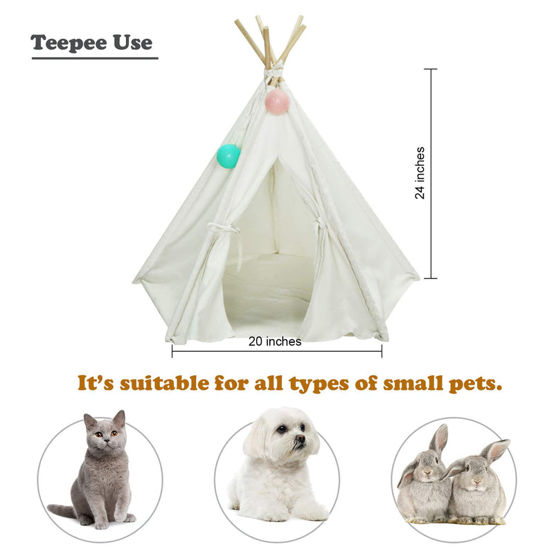 [Australia] - Dog Teepee Tent for Dogs & Cats Cute Pet Teepee with Mat, Portable Dog Tents 24inch Dog House Indoor Outdoor 