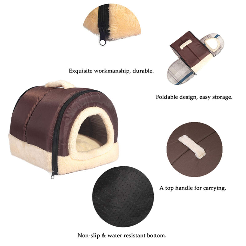 ANPPEX Igloo Dog House, Portable Cat Igloo Bed with Removable Cushion, 2 In 1 Washable Cozy Dog Igloo Bed Cat Cave, Foldable Non-Slip Warm for Pets Puppy Kitten Rabbit L A403 - PawsPlanet Australia