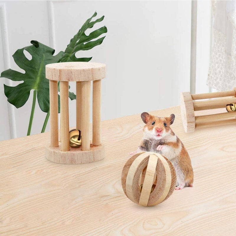 Amasawa 2 Pieces Hamster Chew Toys,Natural Wooden Toys,Gerbil Rat Guinea Pig Chinchilla Chew Toys,Roller Teeth Care Molar Toy,Suitable for Hamsters, Rabbits and Parrots to Play with Molar Toys - PawsPlanet Australia