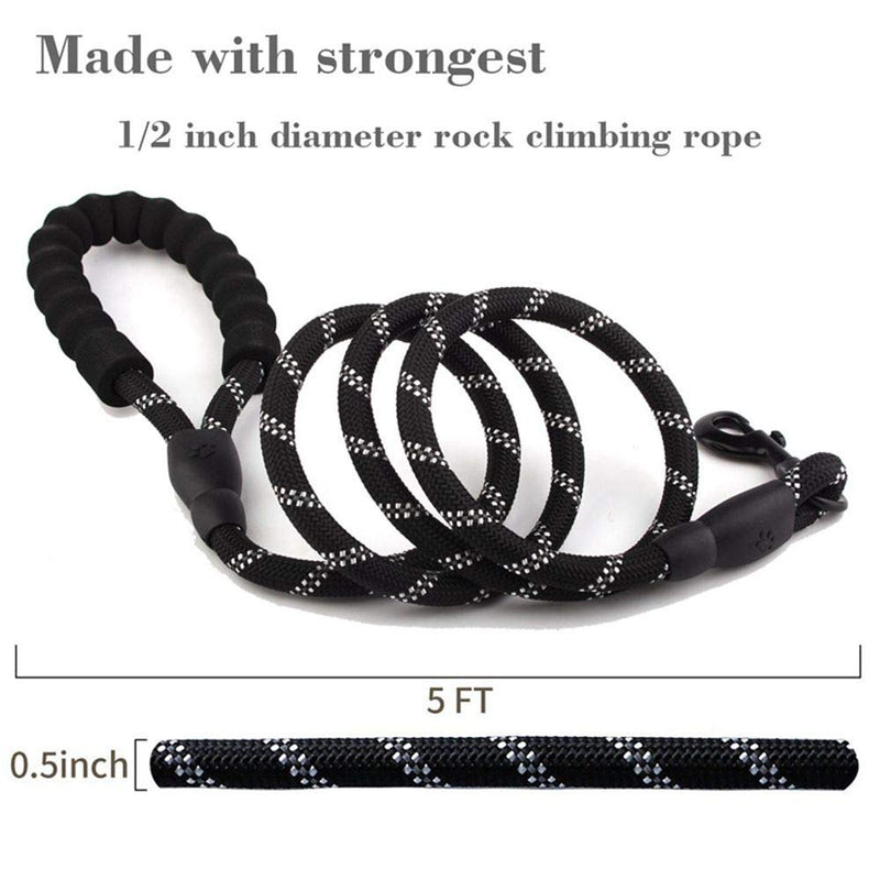 [Australia] - 5FT Dog Leash Heavy Duty Reflective Nylon Durable Rope for Large Small Medium Dog Cat Pets Soft Handle 