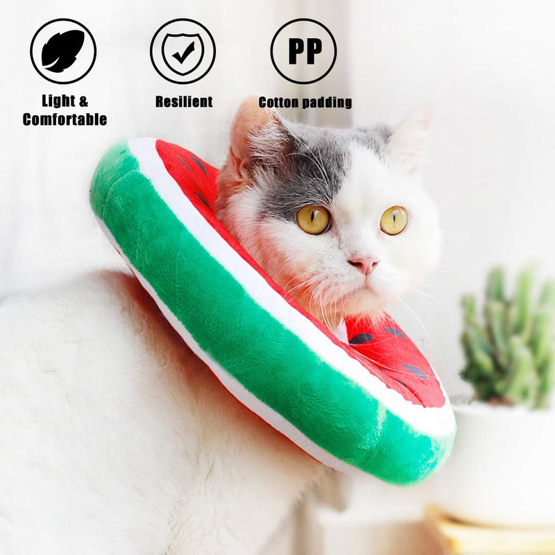 Adjustable Cat Collar, Comfortable E-Collar, Soft Cat Protective Collar Wound Healing Protective Cone Anti Bite Safety Protective Collar for Pets Cats Dogs Puppies Kittens Watermelon - PawsPlanet Australia