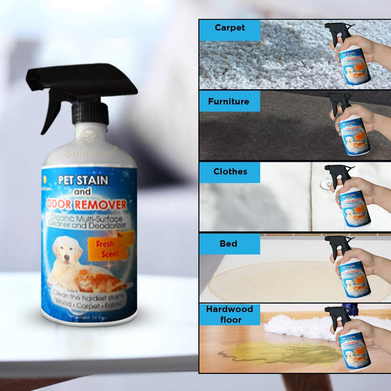 [Australia] - SunGrow Pet Urine Stain Clear Spray, for Dogs and Cats Owners, with Pleasant Orange Oil Extracts, Effective for Clothing, Rugs, Countertops and Floor, 16-Ounce 