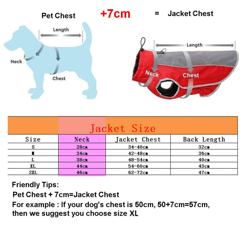 AXspeed Pet Dog Clothes Autumn Winter Warm Padded Coat Vest Waterproof Jacket Apparel XL Red - PawsPlanet Australia