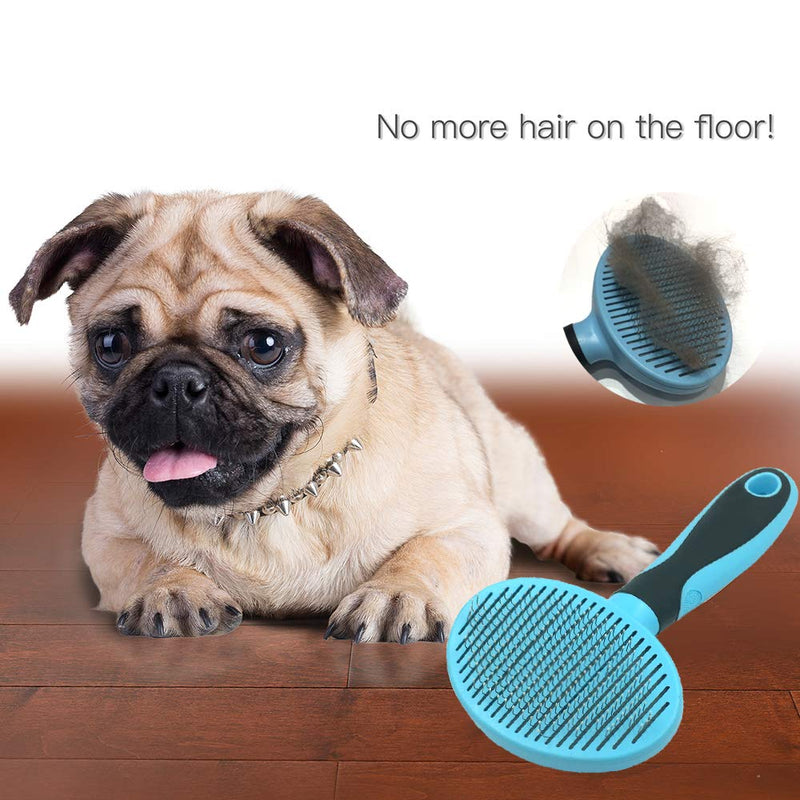Hesiry Cat Brush Pet Soft Shedding Brush, Removes Loose Undercoat Gently, Pet Slicker Brush for Matted and Tangled Hair with Self Cleaning Button Blue - PawsPlanet Australia
