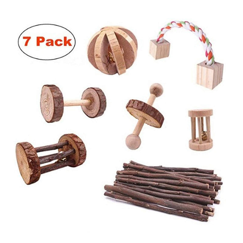 Hamster toys,Pet Tooth Nursing Molar Pine Unicycle Bark Watermelon Balls Bell Roller Dumbbells Chew Toys Organic Natural Apple Wood Wooden for Parrot Birds Rabbit Cat Dog Gerbil Guinea Pig Chinchilla - PawsPlanet Australia