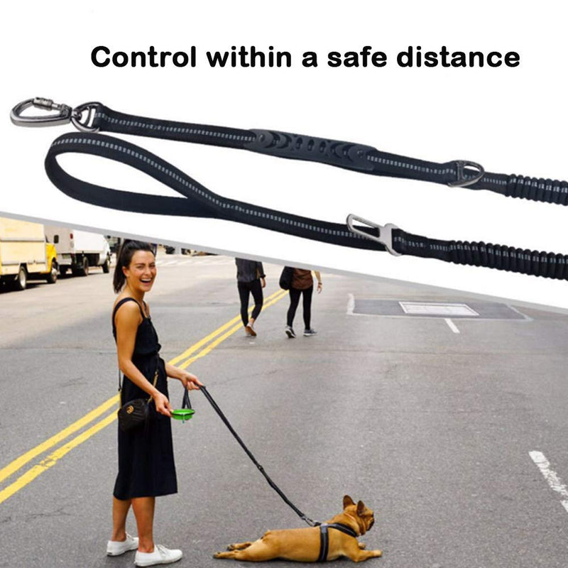 5FT Strong Dog Lead, Elastic Bungee Buffer Durable with Two Padded Handle and Car Seat Belt Buckle, Adjustable Leash for Doggy Car Seat Small, Medium and Large Dogs (1PCS) 1PCS - PawsPlanet Australia