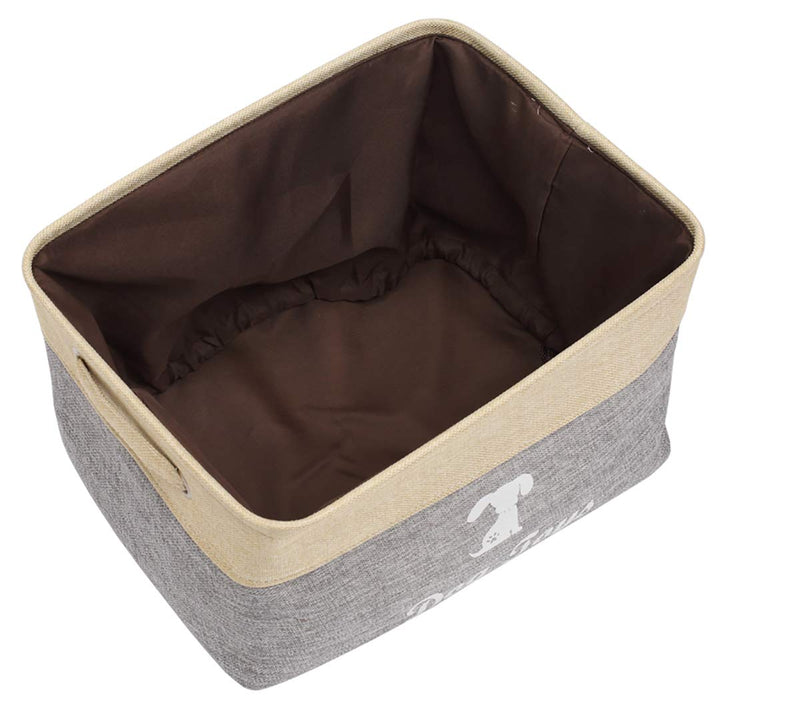 Morezi Large Canvas Pet Toy Boxes Dog Toy Storage Basket Bin with Handles and Drawstring Closure - Perfect for Organizing Pet Toys, Blankets, Leashes, Towel, Coats, Diaper, Pet Pee Mat - BeigeGrey - PawsPlanet Australia