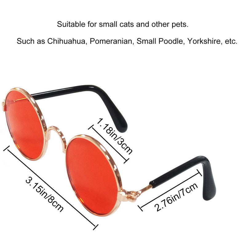 Cat Retro Sunglasses Set, Dog Metal Circular Glasses, Photos Props Cosplay Accessories for Puppy Small Pet, 8 Pieces, 8 Colors Mix - PawsPlanet Australia
