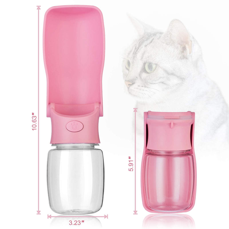 COMTENS Portable Dog Water Bottle for Walking - Leak Proof Foldable Pet Water Bottles Dispenser Bowl Travel Drink Cup for Walking Hiking Traveling Pink - PawsPlanet Australia
