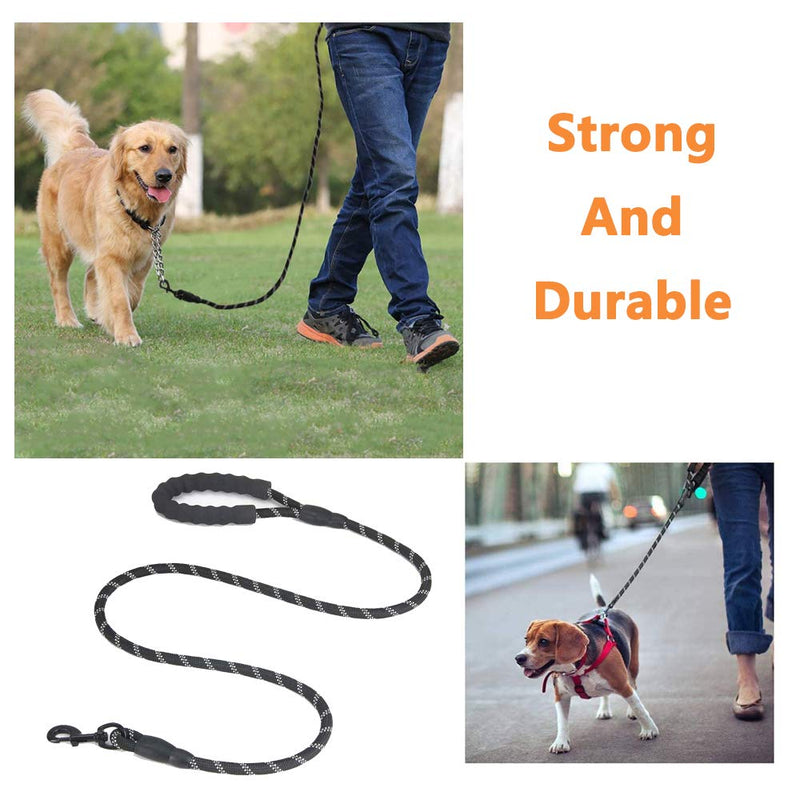 Dog leash 1.5M with comfortable padded handle and highly reflective threads for small, medium and large dogs nero 02 - PawsPlanet Australia