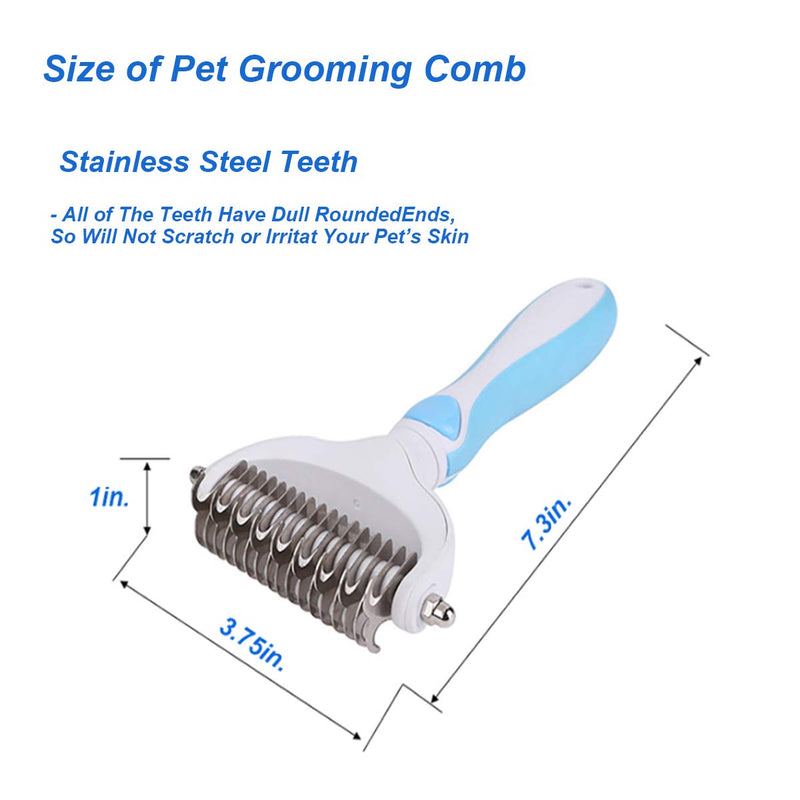 [Australia] - N?A Dematting Tool for Dogs，Dog Comb，Dog Grooming Brush，Pet Brush,with Stainless Steel Shedding Comb for Pets, 2 Rows of Pins Gently Remove Loose or Tangled Hair from Undercoat 