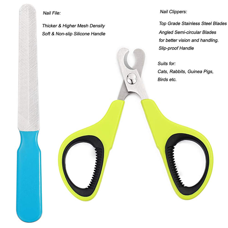 [Australia] - Freewindo Dog Grooming Scissors Kit with Safety Round Tip, Heavy Duty Stainless Steel Cat Dog Scissors and Cat Nail Clippers for Cat Puppy Rabbit Guinea Pig and Bird 