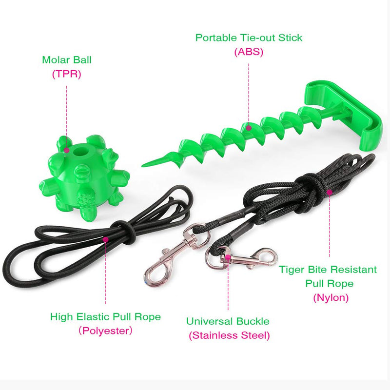 [Australia] - BFACCIA Dog Tie Out Cable and Stake, Interactive Dog Toys Dog Runner/Dog Chains for Yard/Camping/Outdoors for Aggressive Chewers Large Small Medium Dogs Sets Green 