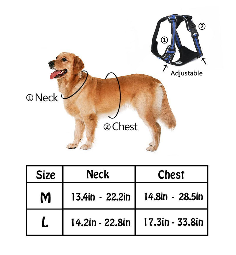 [Australia] - Acare Dog Harness Large Vest, Comfirt Harness for Dogs with Handle Large Dog Walking Harness - No More Pulling, Tugging or Choking - Blue Medium 