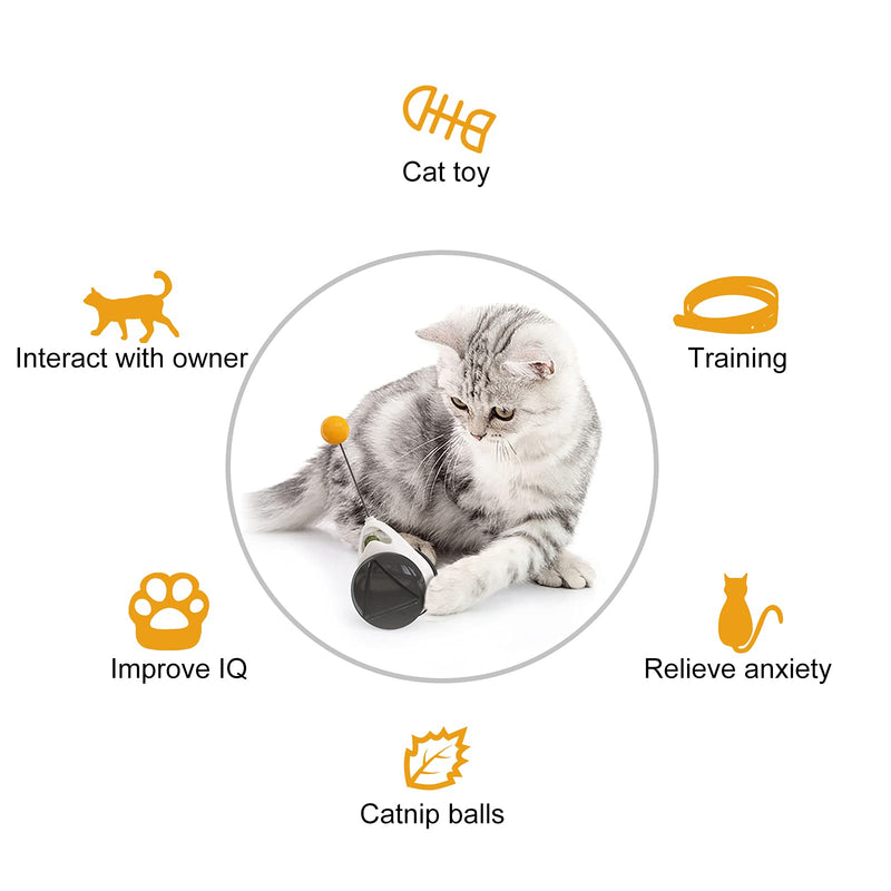 HUSSHUYU Interactive cat Toys for Indoor Cats, Cat Chaser Toys with Catnip Ball, Non-Battery Self Rotating Car Funny Kitten Toy with Feather and Ball for Cats Entertainment Puzzle Exercise - PawsPlanet Australia