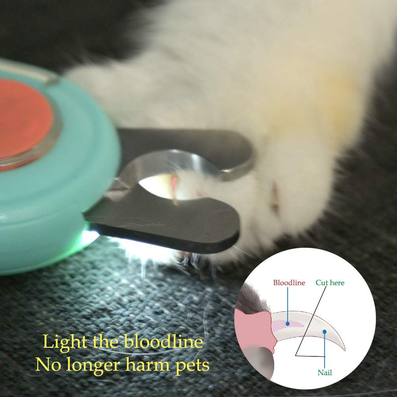 Hesiry Cat Nail Clippers & Dog Claw Trimmer with Anti-overclipping LED Light & Grooming Kit with Safety Guard, Can be Used without Good Eyesight - PawsPlanet Australia