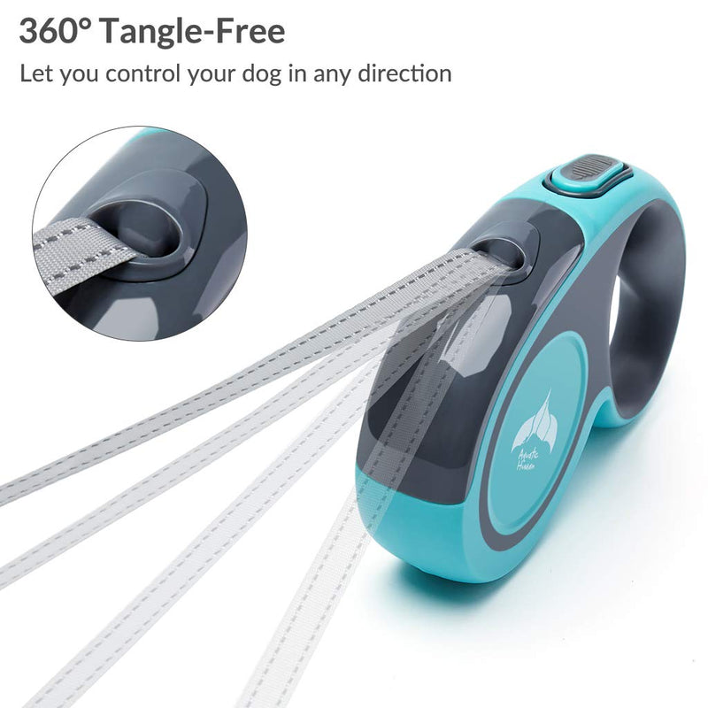 Retractable Dog Lead, Heavy Duty Dogs Extendable Leash 16FT Strong Nylon Tape 360° Tangle Free, Reflective 5M Anti-bite, One-Handed Brake/Pause/Lock Great for Small to Large Dogs Blue (S-20KG) S | 5M | Max 20KG - PawsPlanet Australia