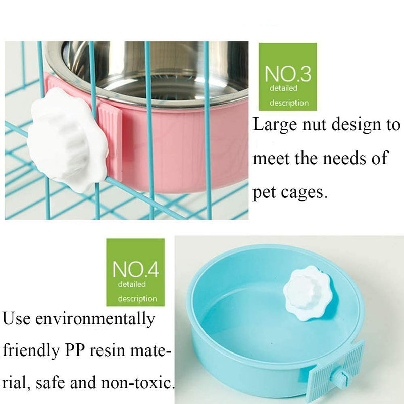 PINVNBY Crate Dog Bowl Removable Hanging Pet Cage Stainless Steel Bowl Food Water Feeder Coop Cup for Cat Puppy Birds Rats Guinea Pigs 2 PCS - PawsPlanet Australia