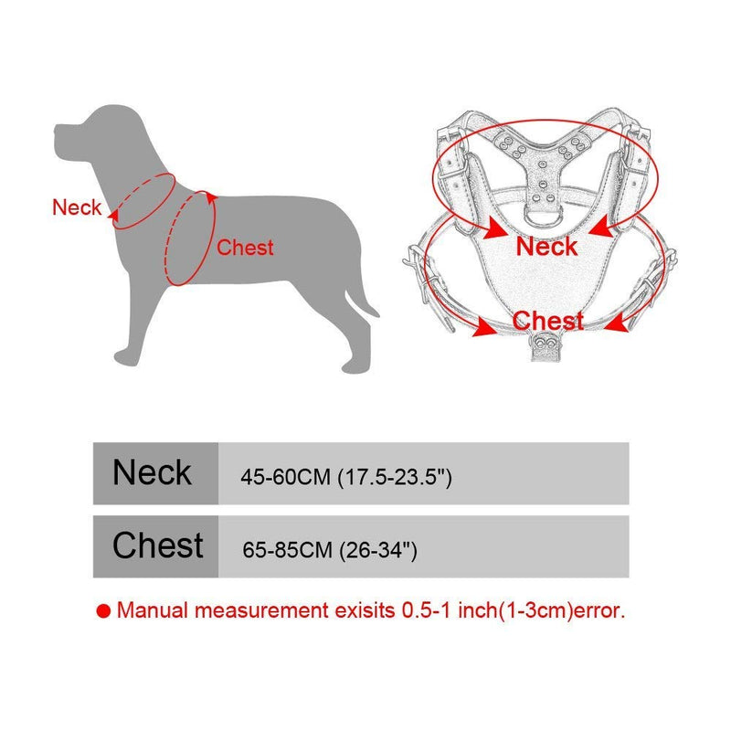 [Australia] - haoyueer New Soft Leather Dog Harness Large Pitbull Mastiff Boxer Bully Chest for 26~34" Adjustable Black 