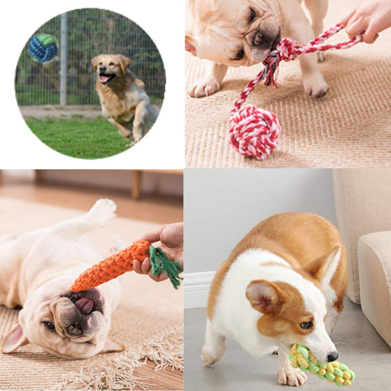 Dog Rope Toy, Dog Chew Toys, Puppy Molar Toy, Dogs Pet Braided Durable Interactive Cotton Toys, Durable Non-toxic, Teeth Cleaning for Small and Medium Dogs (10 PCS) 10 PCS - PawsPlanet Australia