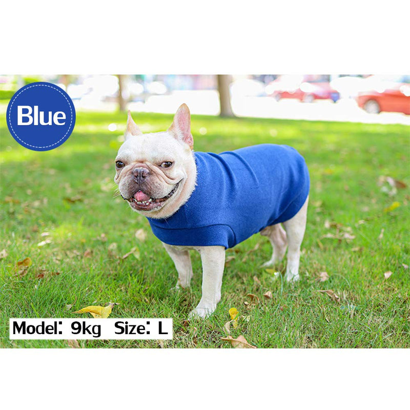 Small Dog Warm Jumper British Style Vest Dog Sweatshirt Soft Fleece Coat for Sphynx Hairless Cat Chihuahua Bulldogs (L, Blue) L - PawsPlanet Australia