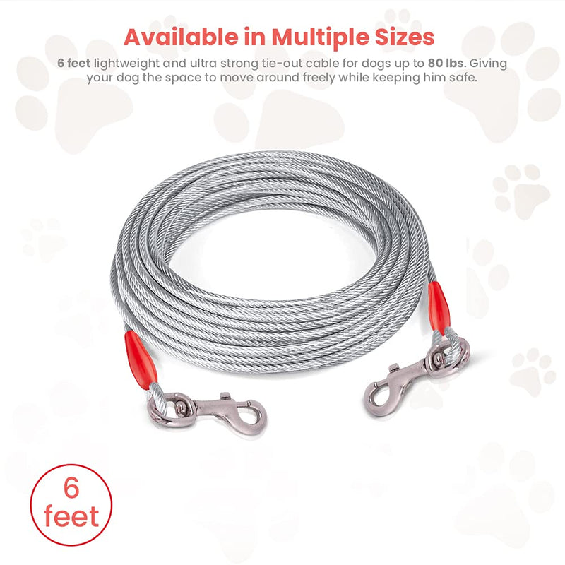 WINSOME Dog Tie Out Cable Metal Dog Lead Puppy Lead Leash- Dog Tether Cable Tie, Steel Cable Pet Lead for Garden, Camping and Picnic (6ft) 6ft - PawsPlanet Australia