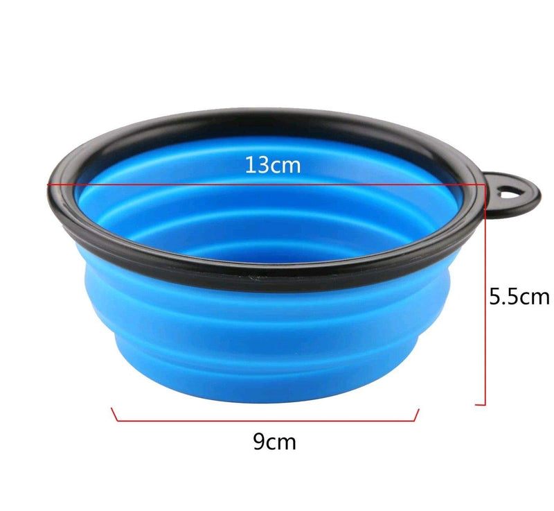 Collapsible Bowl Food & Water Feeder with Climbing Button Carabiner for Outdoor Travel, Portable folding Pet Dog Cat bowl 6 colours (Blue) Blue - PawsPlanet Australia