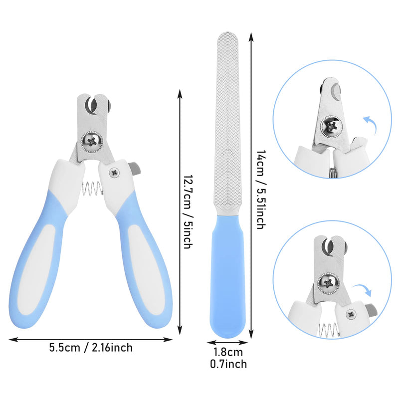 cobee dog nail clippers with nail file, stainless steel cat nail clippers, pet nail clippers suitable for puppies, kittens with safety clasp and protective guard to avoid overcutting (blue) Blue - PawsPlanet Australia