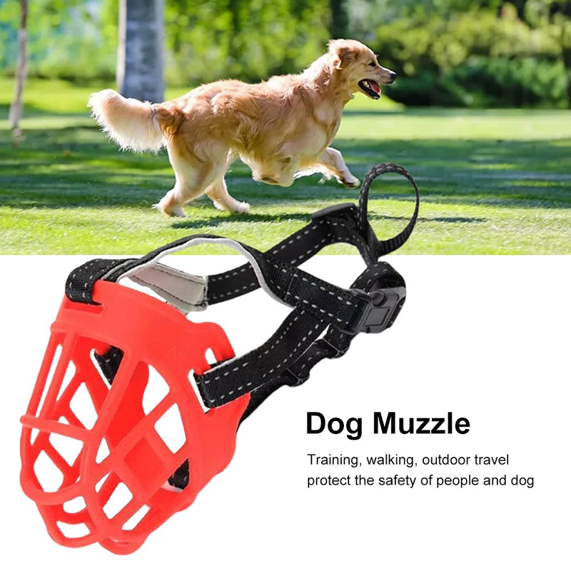 AUTUUCKEE Dog Muzzle, Soft Silicone Basket Breathable Muzzle for Dogs, Allows Panting and Drinking, for Anti-Barking and Anti-Chewing(Red,size:30-34cm) - PawsPlanet Australia