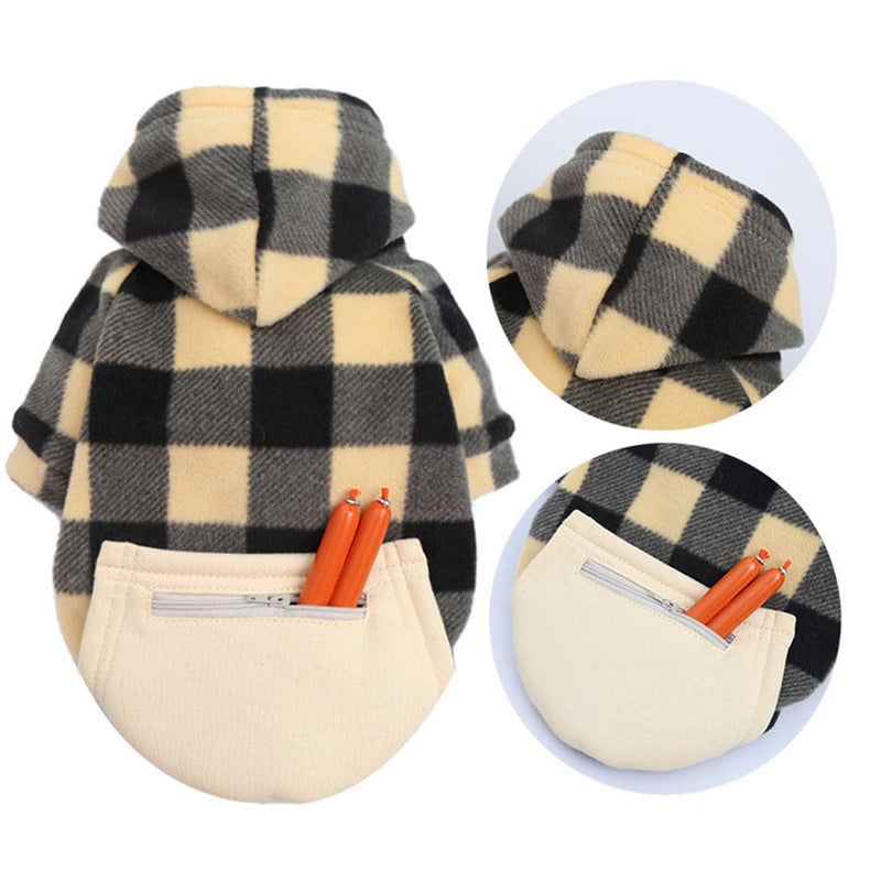 DOPI Big Dog Winter Coat Pet Plaid Hoodie Jacket Reversible Vest Cold Weather Dog Cat Clothes Pet Apparel for Medium Large Dogs Labrador Clothing (XX-Large,Yellow) XX-Large Yellow - PawsPlanet Australia