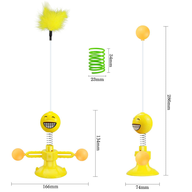 ZSTKEKE Interactive Cat Toy, Windmill Cat Toy with Suction Cup for Indoor Cats, Include Interactive Cat Ball, Feathers and 4pcs Cat Spring, Cat Toys for Indoor Cats - PawsPlanet Australia