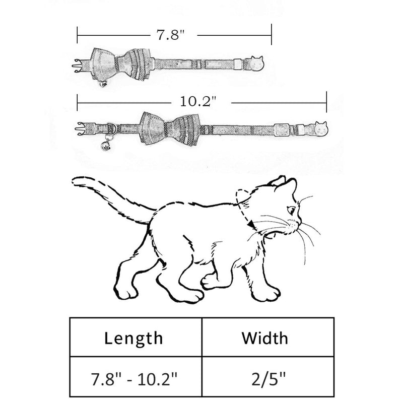 [Australia] - OFPUPPY Cute Bowtie Cat Collar Breakaway with Bell 2 Pack Plaid Collar Set for Kitty Puppy Adjustable 7.8-10.2" Classic Plaid 