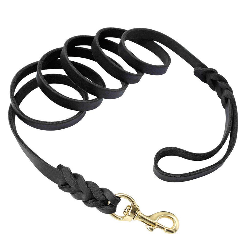 Beirui Leather Dog Leash - Training & Walking Braided Dog Leash - 3.6/4 / 5/6.5/8.5 Foot - Latigo Leather 1/2"*4' Black - PawsPlanet Australia