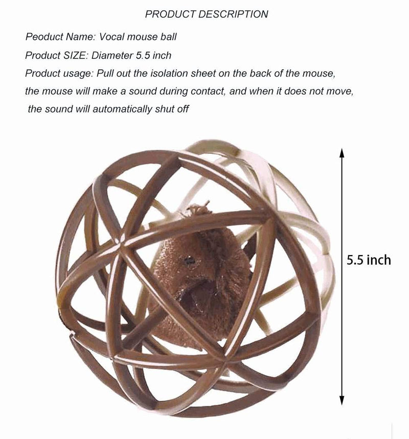 [Australia] - ALBOLET Cat Toy Ball，Mouse Ball Cage Cat Mouse Toy Cat Interactive Toy Vocal Mouse Toy，Cat Ball Toy rice coffee 
