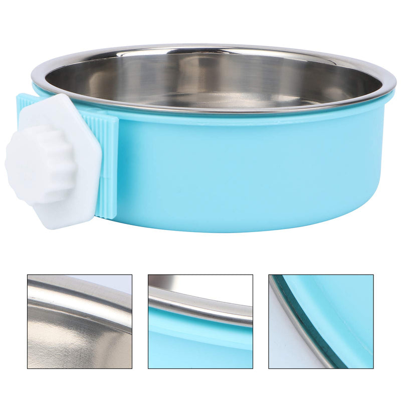 Dog Crate Hanging Bowls Removeable Stainless Steel Water Dispenser Food Feeder Kennel Coop Cups for Pets Puppy Bird - Blue - PawsPlanet Australia