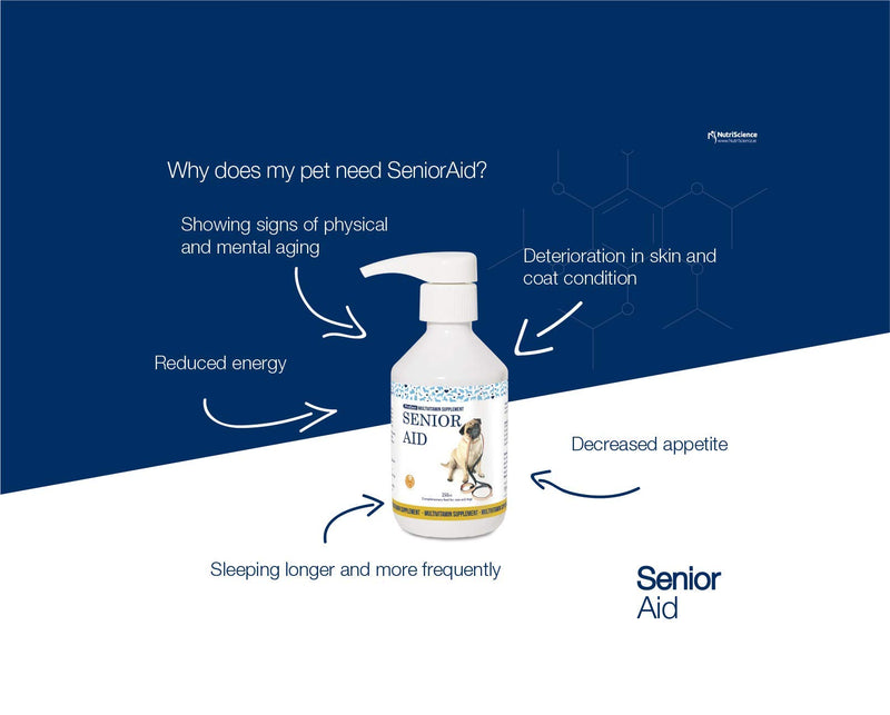 SeniorAid Liquid Supplement 250 ml for Elderly Dogs and Cats, Multivitamin Supplement - PawsPlanet Australia