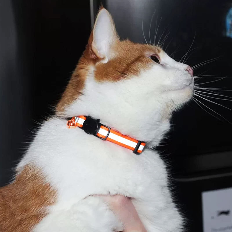 TSHAOUN Pack of 15 Adjustable Reflective Cat Collars with Safety Clasp, Fluorescent Kitten Collars with Bell for Domestic Cats, Small Dogs Adjustable 19-32 cm - PawsPlanet Australia